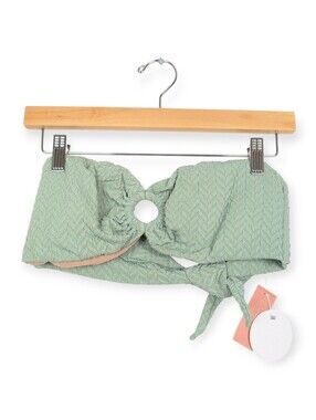 PQ Swim Bandeau Bikini Top D Green Blue Aquarius Ring Swim Top NWT